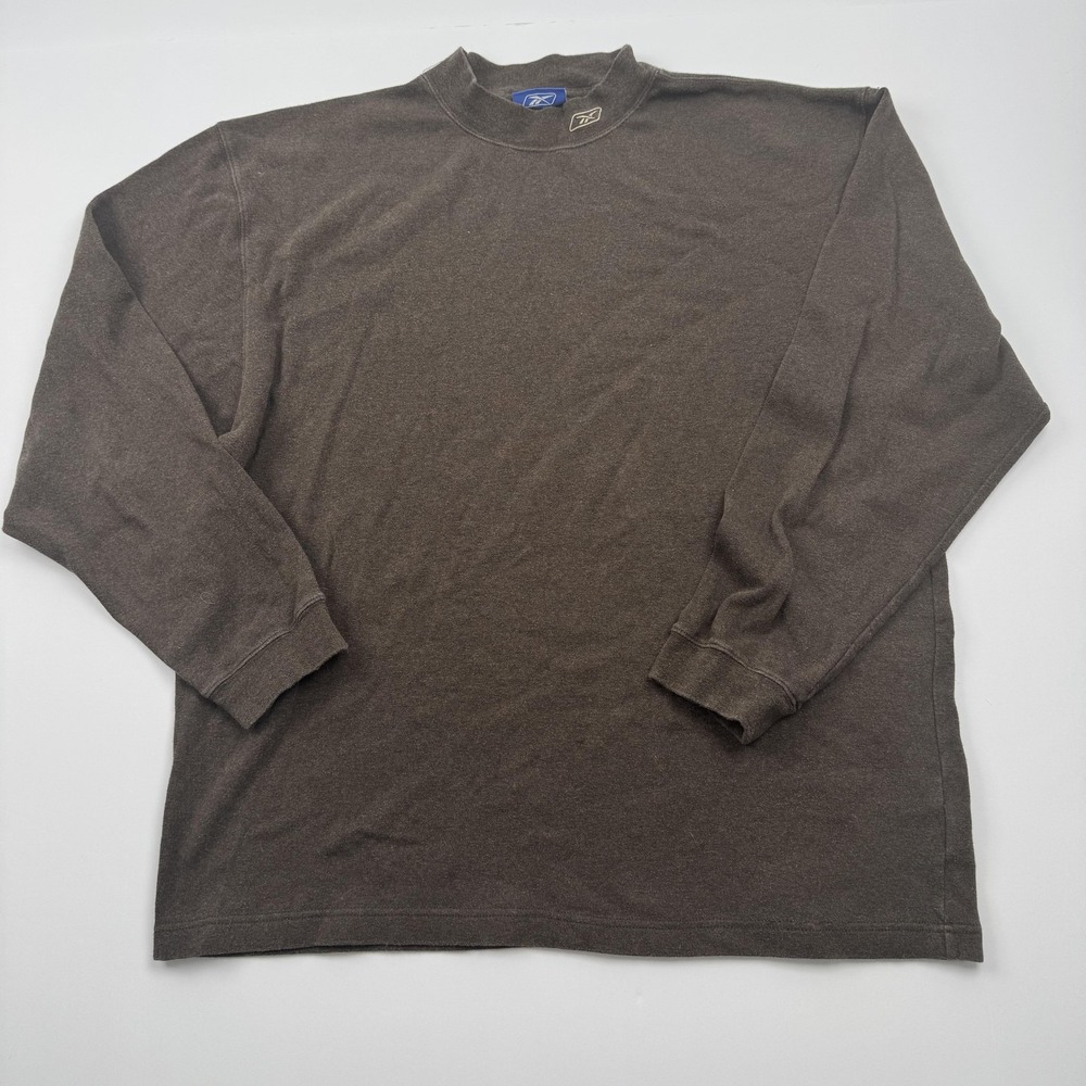 Reebok Sweater Mens Large Brown Cotton Blend Mock Neck Pullover RBLK111707
